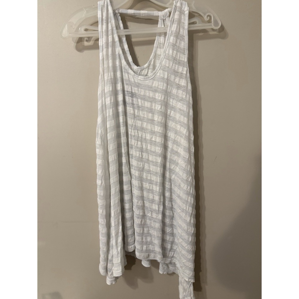 Women's Cover Me Swim Cover Up White W/ Stripes Size Small Sleeveless